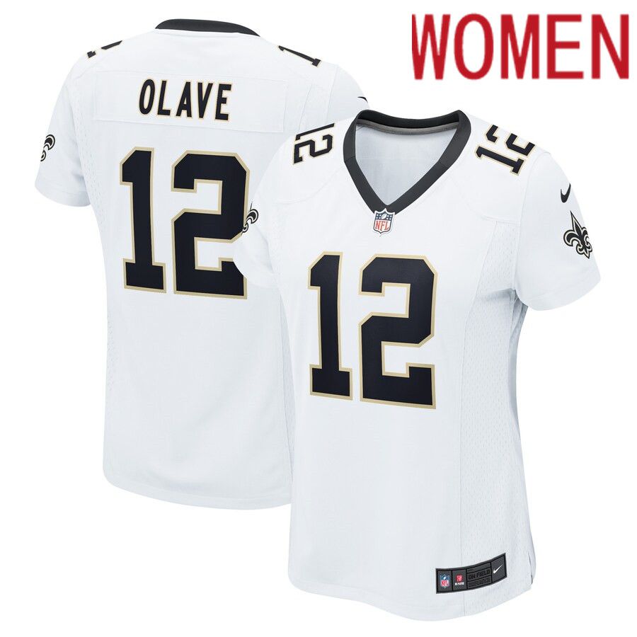 Women New Orleans Saints #12 Chris Olave Nike White Game Player NFL Jersey->women nfl jersey->Women Jersey